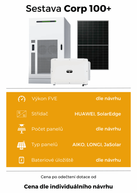 Fotovoltaická elektrárna pro firmy Cena Sestava Corp100+